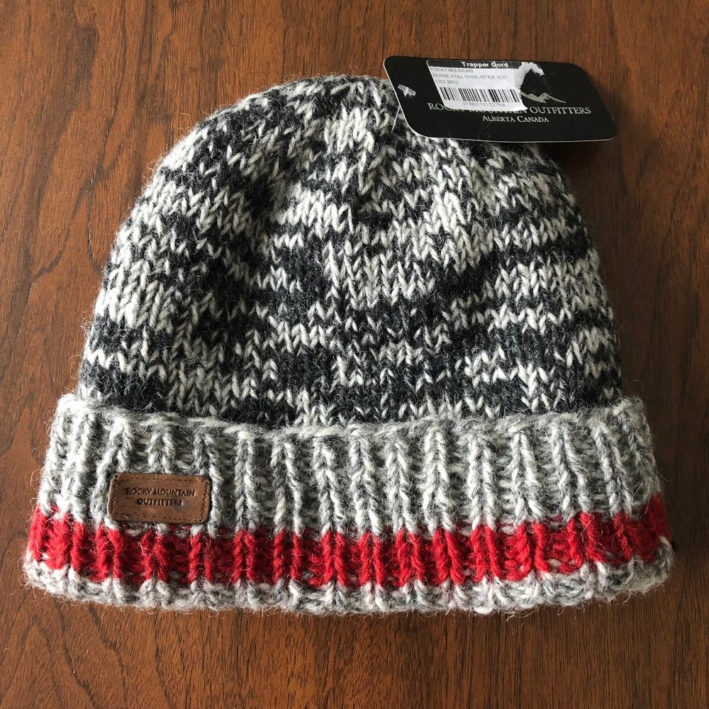 Gray & Red Knit Beanie